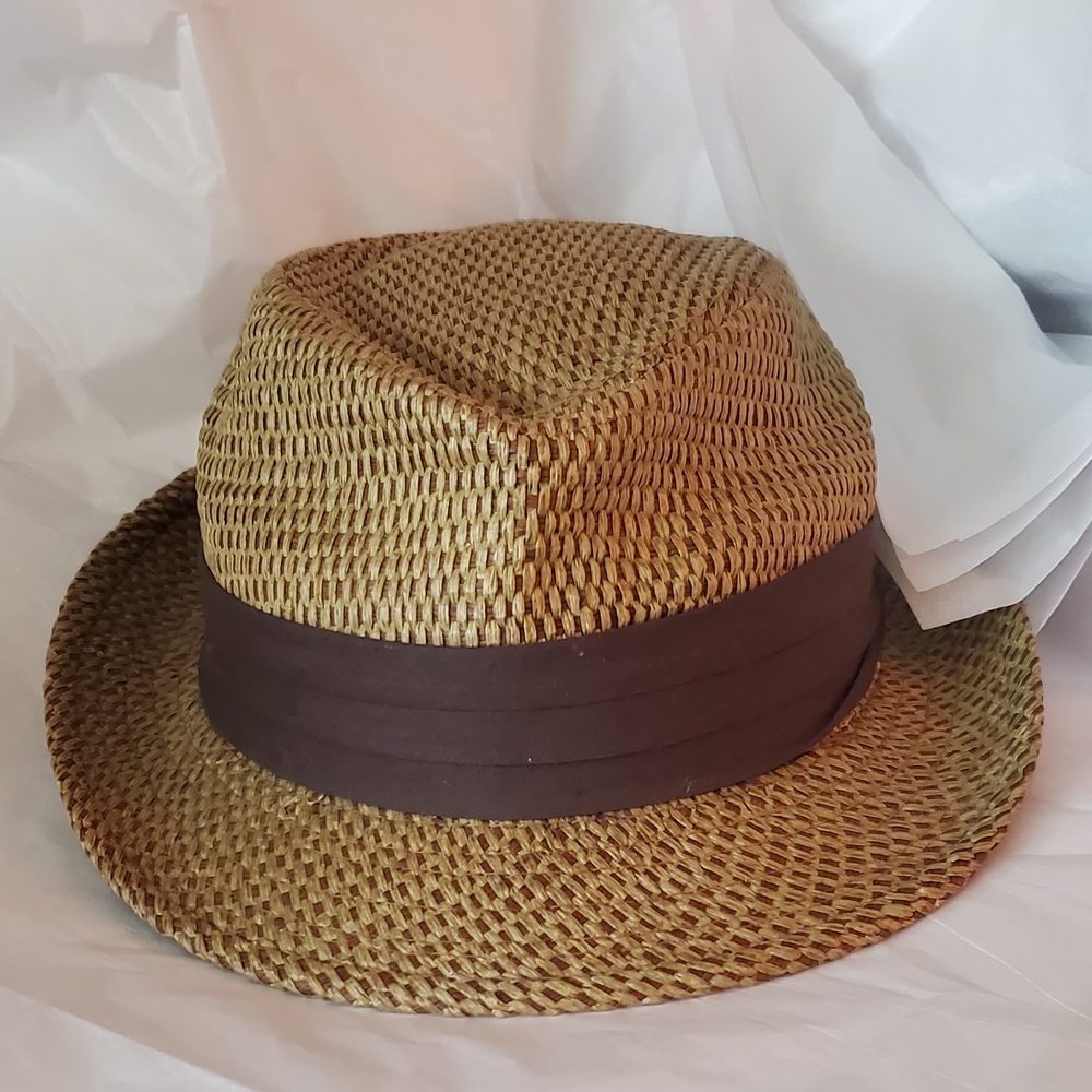 Brown Woven Fedora Hat